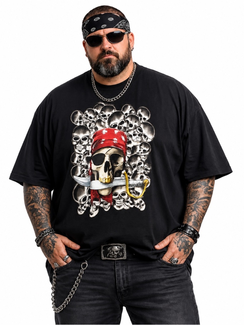 Triple Seven Vintage Skull Pirate T-Shirt Size 3XL